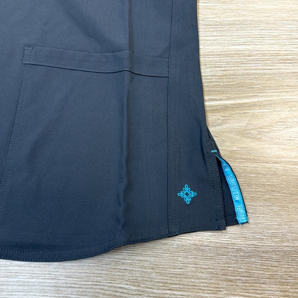 Med Couture Energy Racerback Shirttail Scrub Top Pewter Gray Style 8579 - Picture 2 of 4